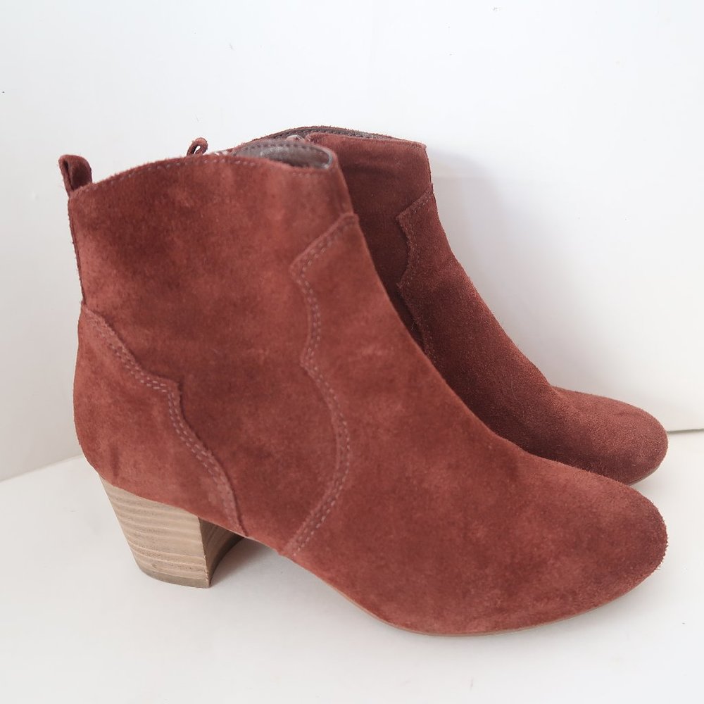 Sole Society Suede Bordeaux Fleetwood Ankle Booties Rust Red